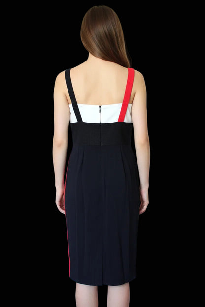 Fausto Puglisi colour-block cocktail dress in black, ivory and red, new with original tags
