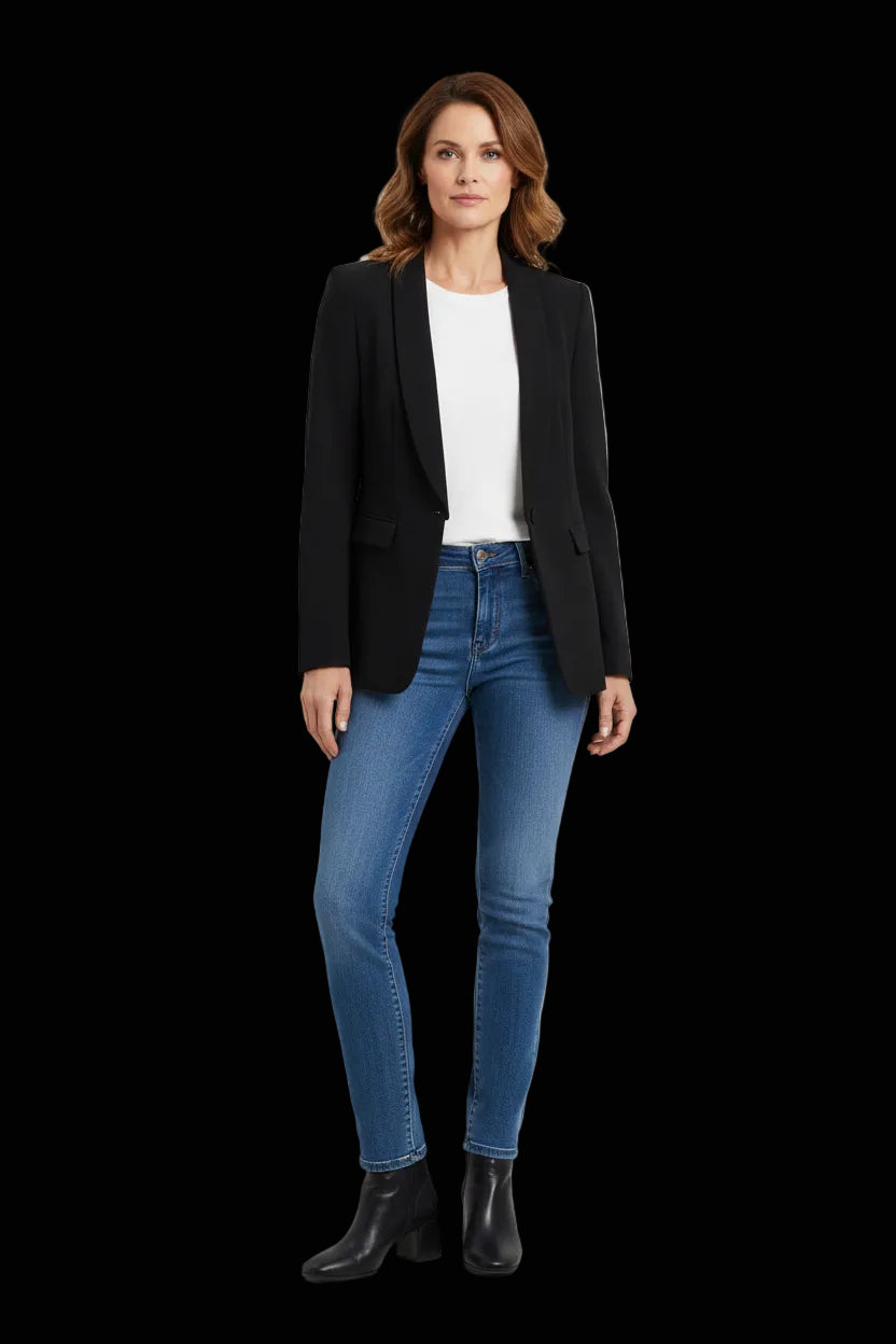 Valentino shawl-collar silk blazer in black with champagne lining — rent from Laura Messerschmitt, Berlin stylist