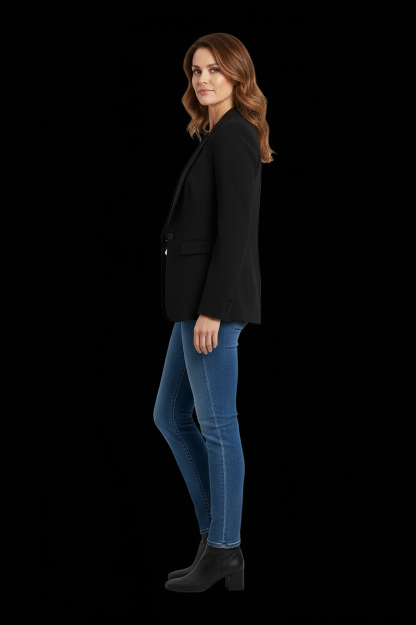Valentino black shawl-collar silk blazer with champagne silk lining