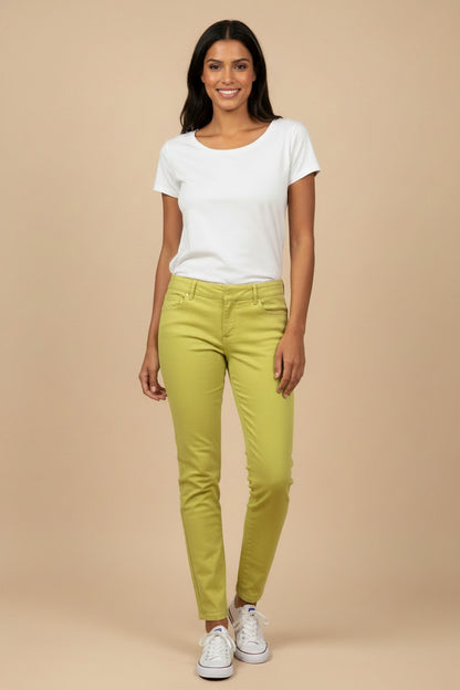 Balenciaga — Linen Five-Pocket Trousers in Chartreuse