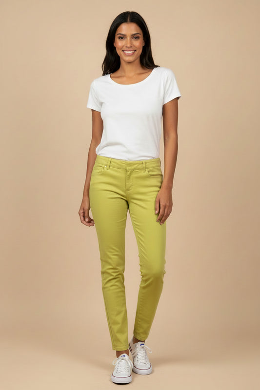 Balenciaga — Linen Five-Pocket Trousers in Chartreuse