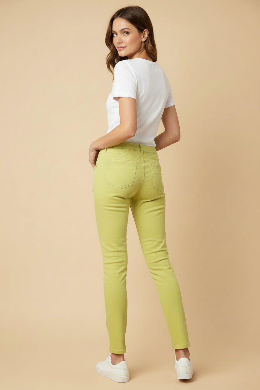 Balenciaga — Linen Five-Pocket Trousers in Chartreuse