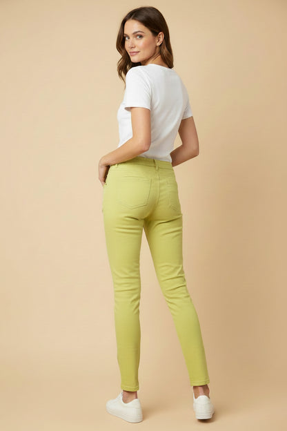 Balenciaga — Linen Five-Pocket Trousers in Chartreuse