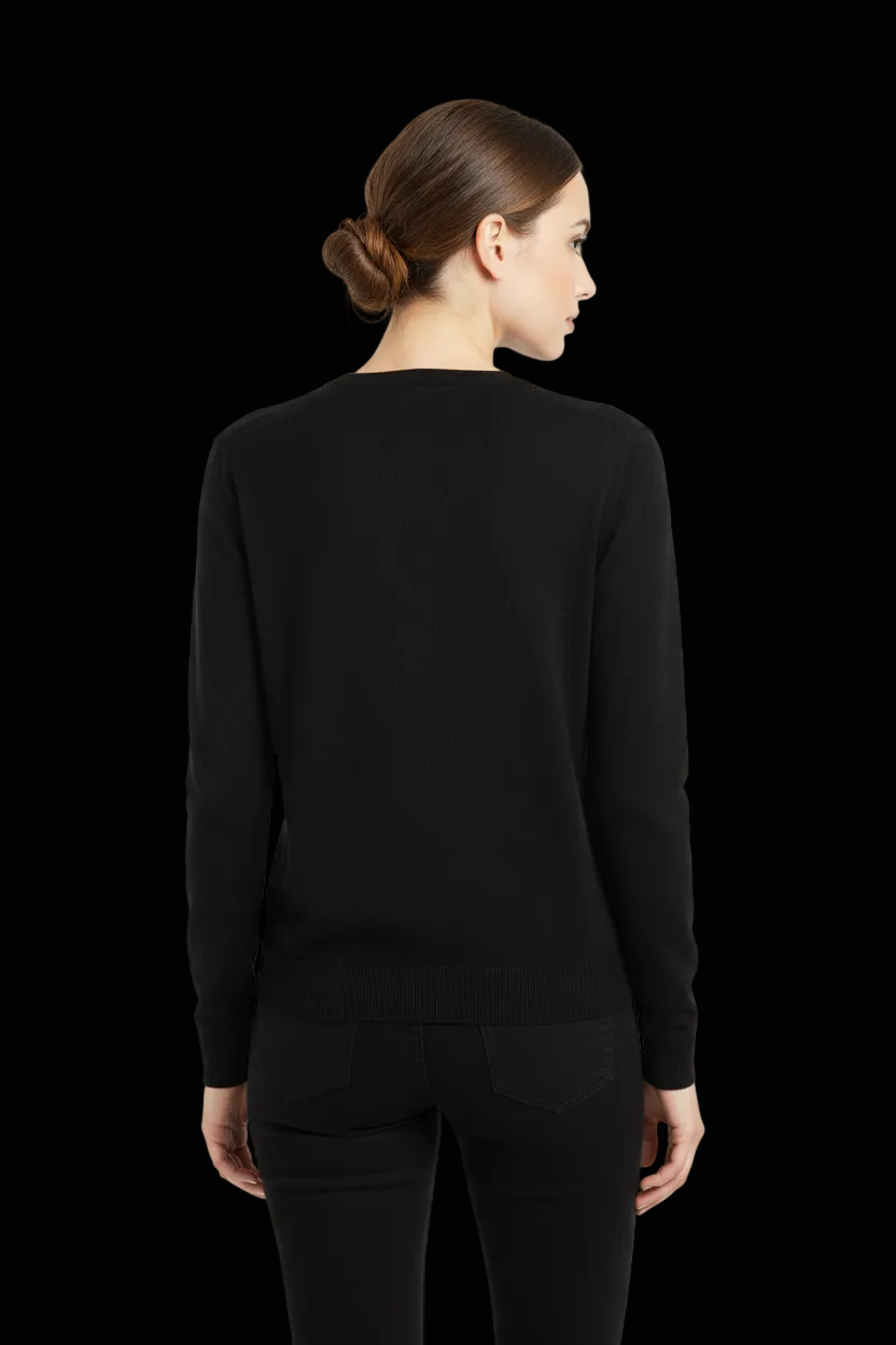 Tommy Hilfiger black long-sleeve pullover with lambskin leather front panel