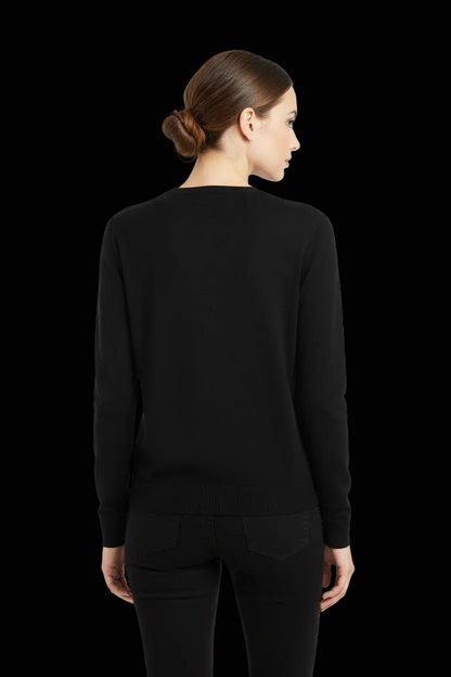 Tommy Hilfiger black long-sleeve pullover with lambskin leather front panel