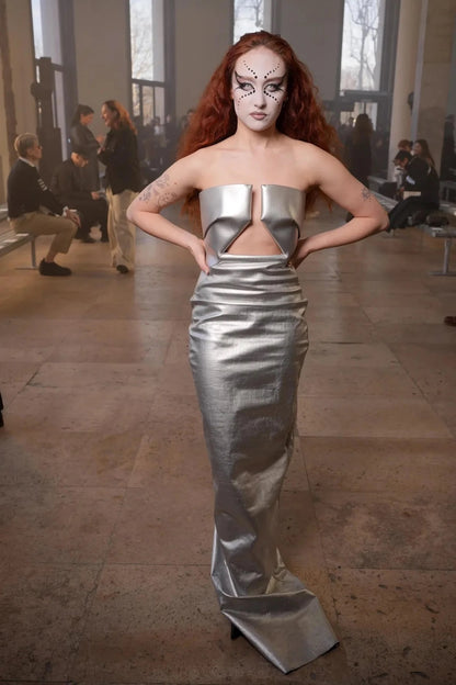 Rick Owens — Prong Dress in Coated Pink Denim (2023)