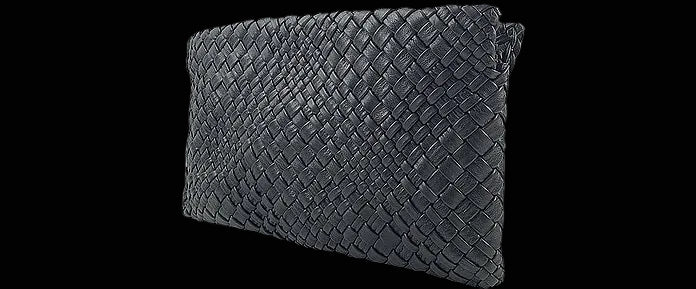 Ghibli black woven calfskin clutch detail