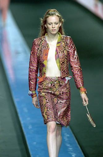 Chanel Spring/Summer 2000 Multicolour Python Lace-Up Pumps  Pink Orange Size 36.5