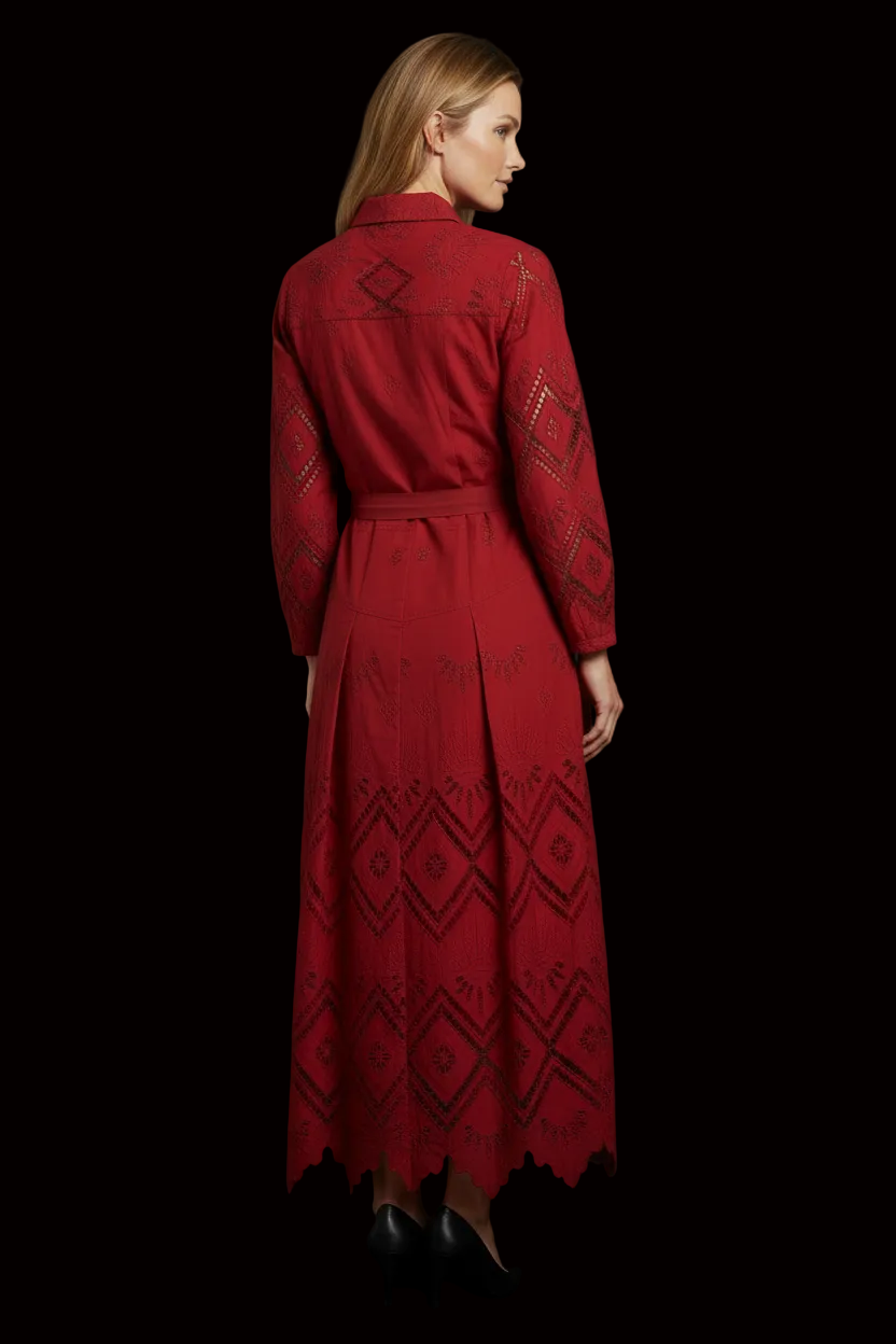 Hermès — Cotton Broderie Anglaise Shirt Dress — detail view