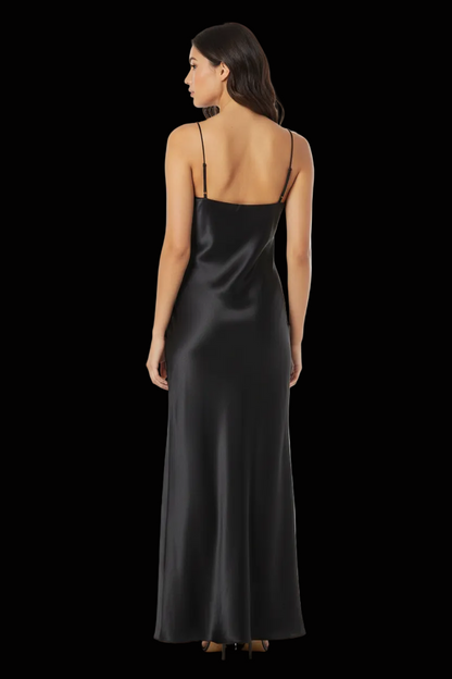 GENNY floor-length bias-cut silk slip dress with spaghetti straps