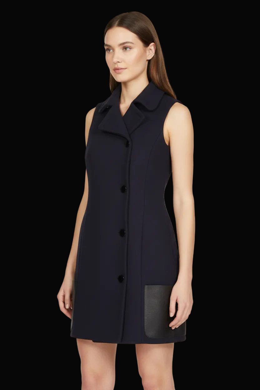 Céline sleeveless navy wool coat-dress — rent from Laura Messerschmitt, Berlin stylist