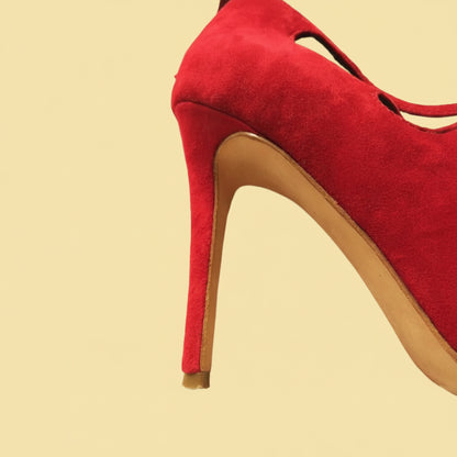 Elie Tahari — Suede Caged Lace-Up Pumps in Bordeaux