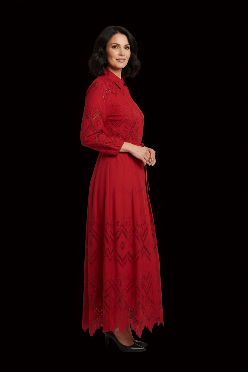 Hermès – Hemdblusenkleid aus Baumwolle mit englischer Stickerei