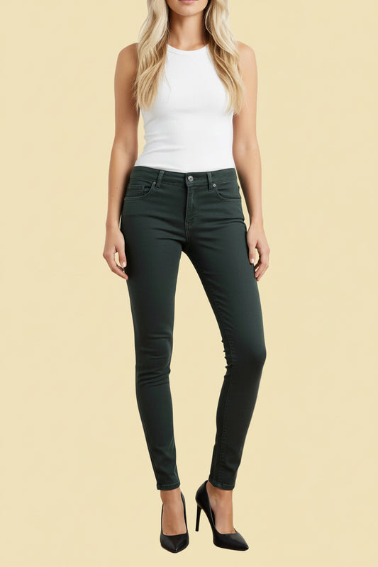 J Brand — Coated Skinny Jeans in Khaki Green