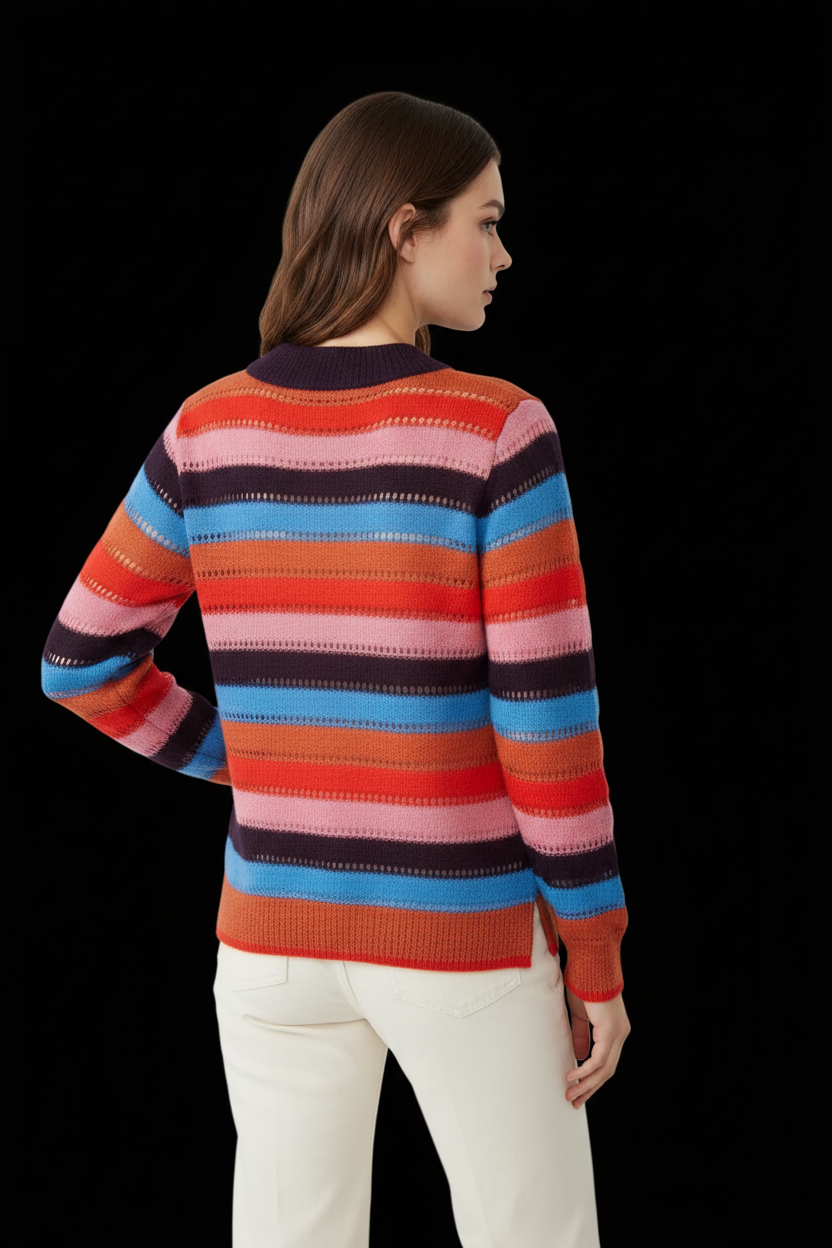 Scotch & Soda — Silk-Mohair Open-Knit Striped Pullover