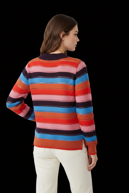 Scotch & Soda — Silk-Mohair Open-Knit Striped Pullover