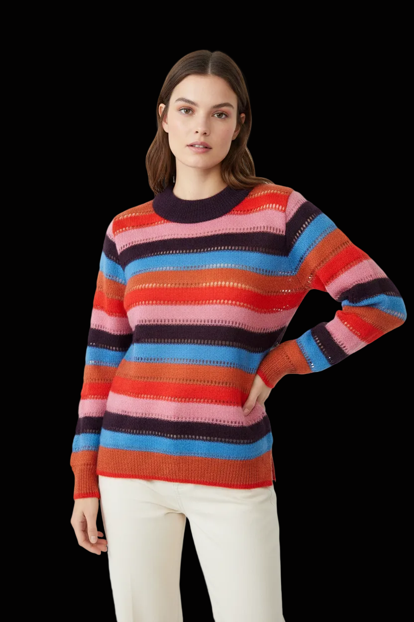Scotch & Soda silk-mohair open-knit striped pullover — rent from Laura Messerschmitt, Berlin stylist