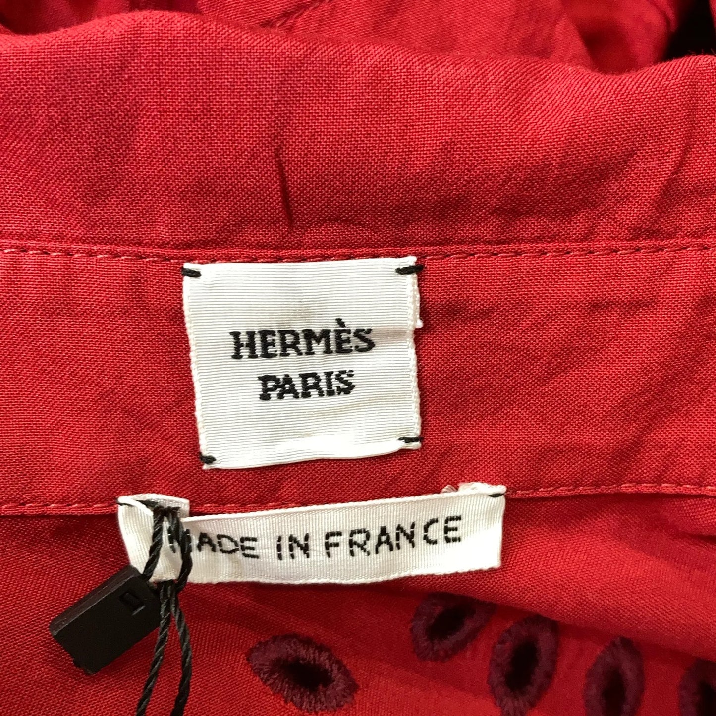 Hermès — Cotton Broderie Anglaise Shirt Dress — label
