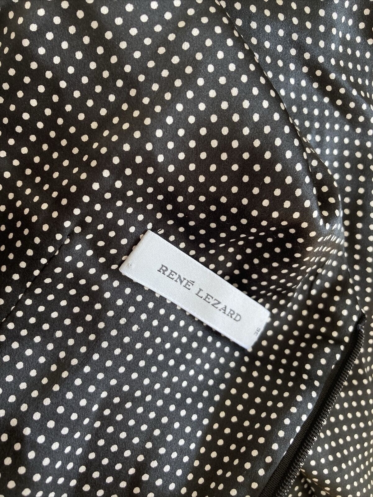 René Lezard — Polka Dot Silk Dress in Black & White — close-up detail | Rent designer fashion at Laura Messerschmitt Berlin