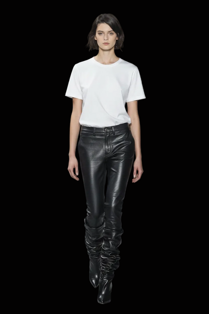 Saint Laurent — Fall 2017 Runway Leather Trousers