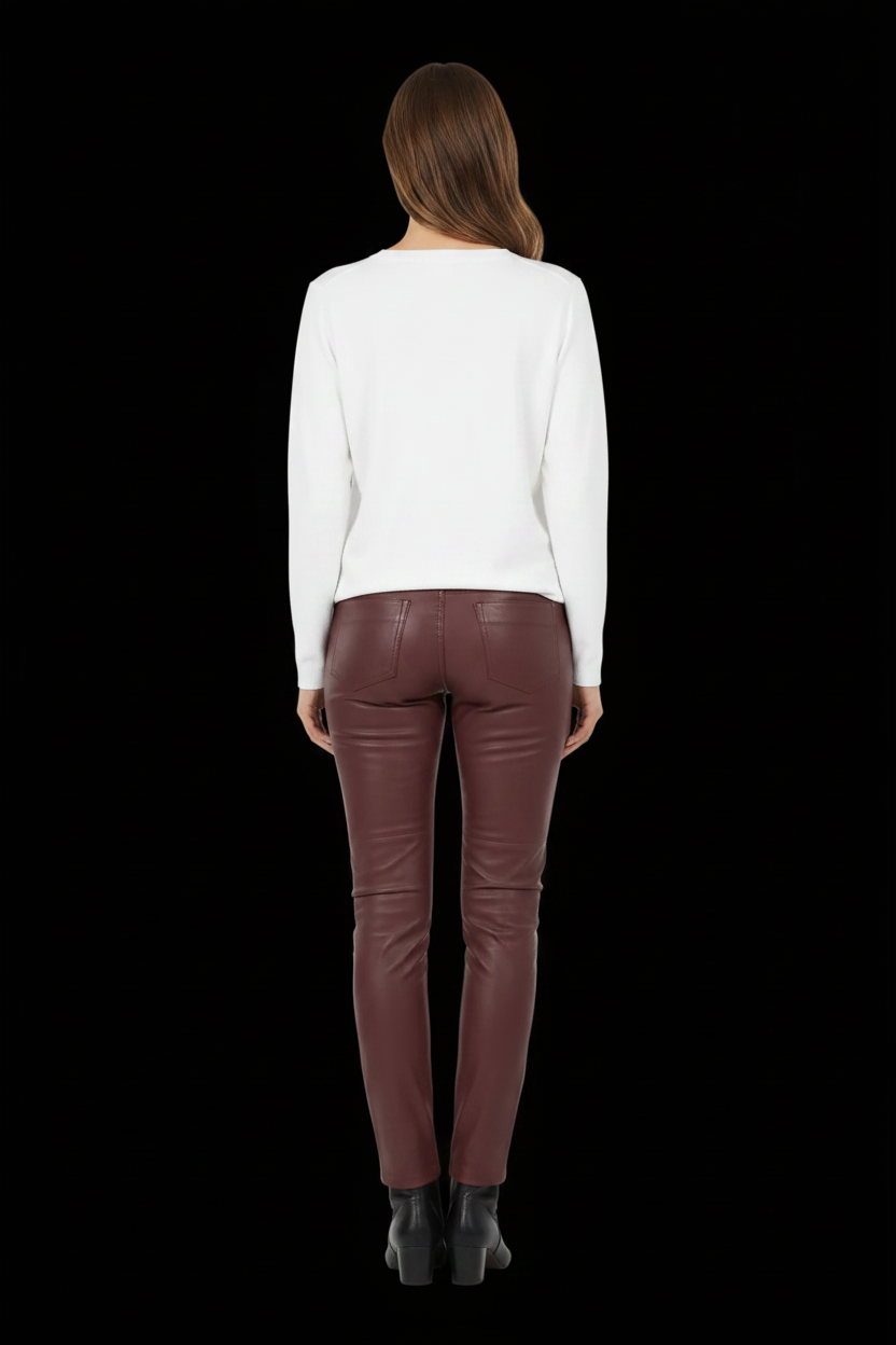 Dorothee Schumacher — Nappa Lambskin Skinny Trousers in Dusty Rose