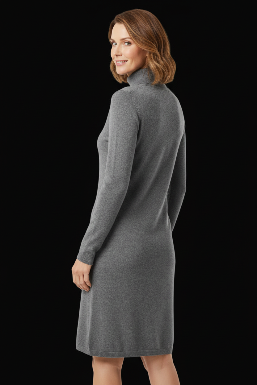 Allude — Pure Cashmere Knit Dress in Grey — detail view