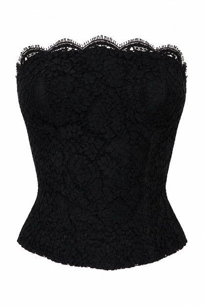 Chanel vintage Chantilly lace bustier in black — view 1