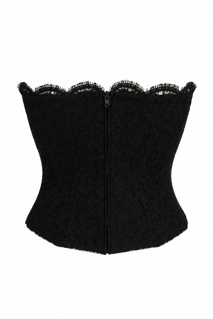 Chanel vintage Chantilly lace bustier in black — view 2
