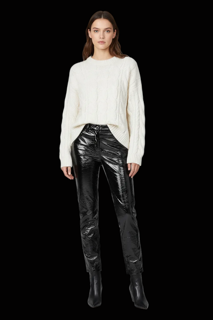 Chanel — Fall/Winter 2001 Patent Leather Tailored Trousers in Black (Silk-Lined)