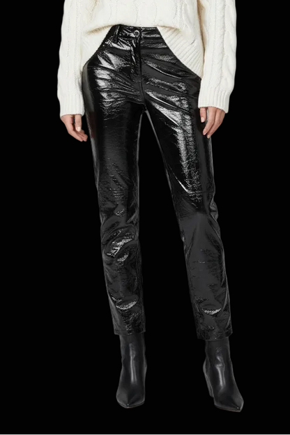 Chanel fall/winter 2001 patent leather tailored trousers in black (silk-lined) — rent from Laura Messerschmitt, Berlin stylist