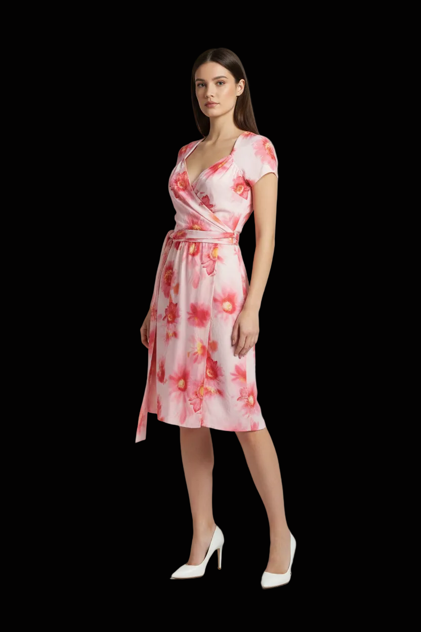 Escada — Silk Cocktail Dress in Watercolour Daisy Print