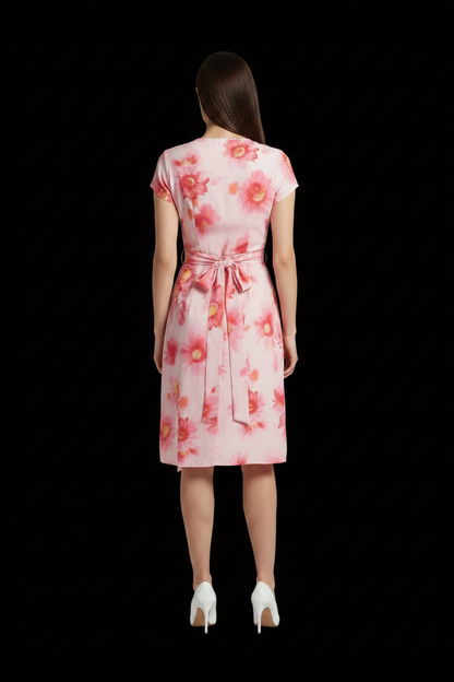 Escada — Silk Cocktail Dress in Watercolour Daisy Print