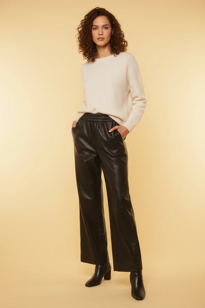 Magasin du Nord — Wide-Leg Leather Trousers in Black