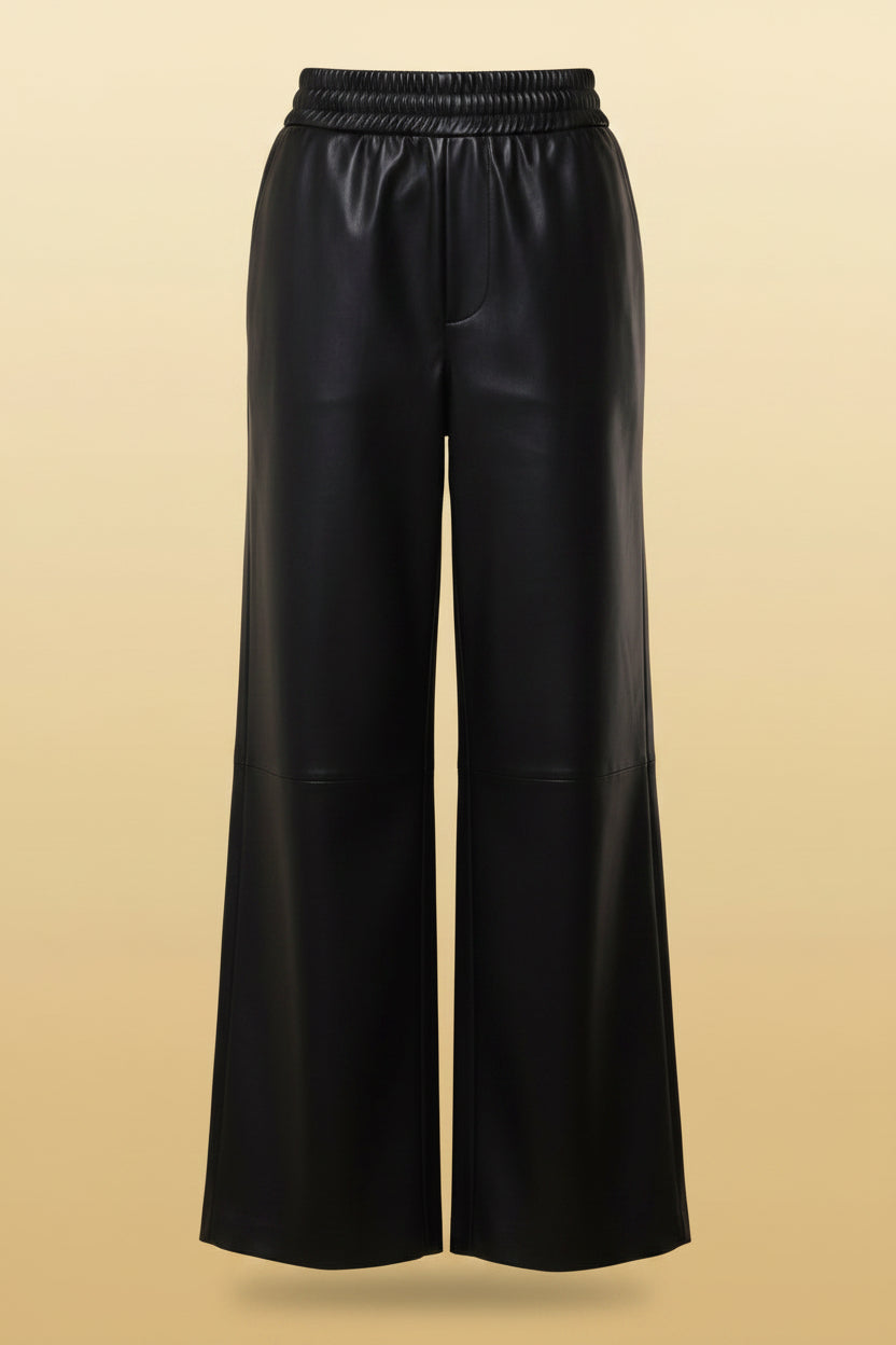 Magasin du Nord — Wide-Leg Leather Trousers in Black