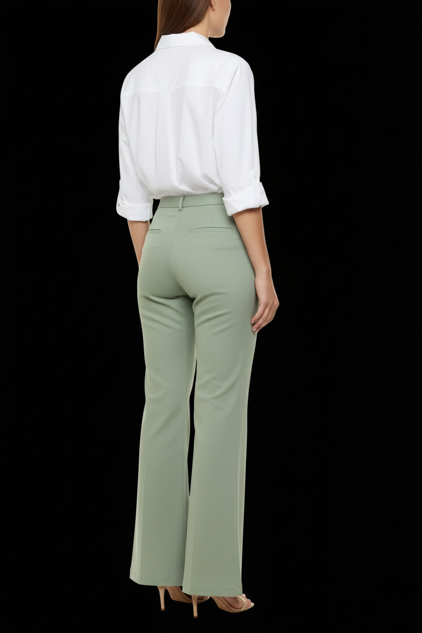 Escada — Silk Wide-Leg Trousers in Sage