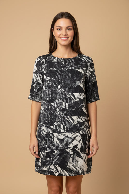 Tiger of Sweden — Silk Abstract Print Dress in Black & White