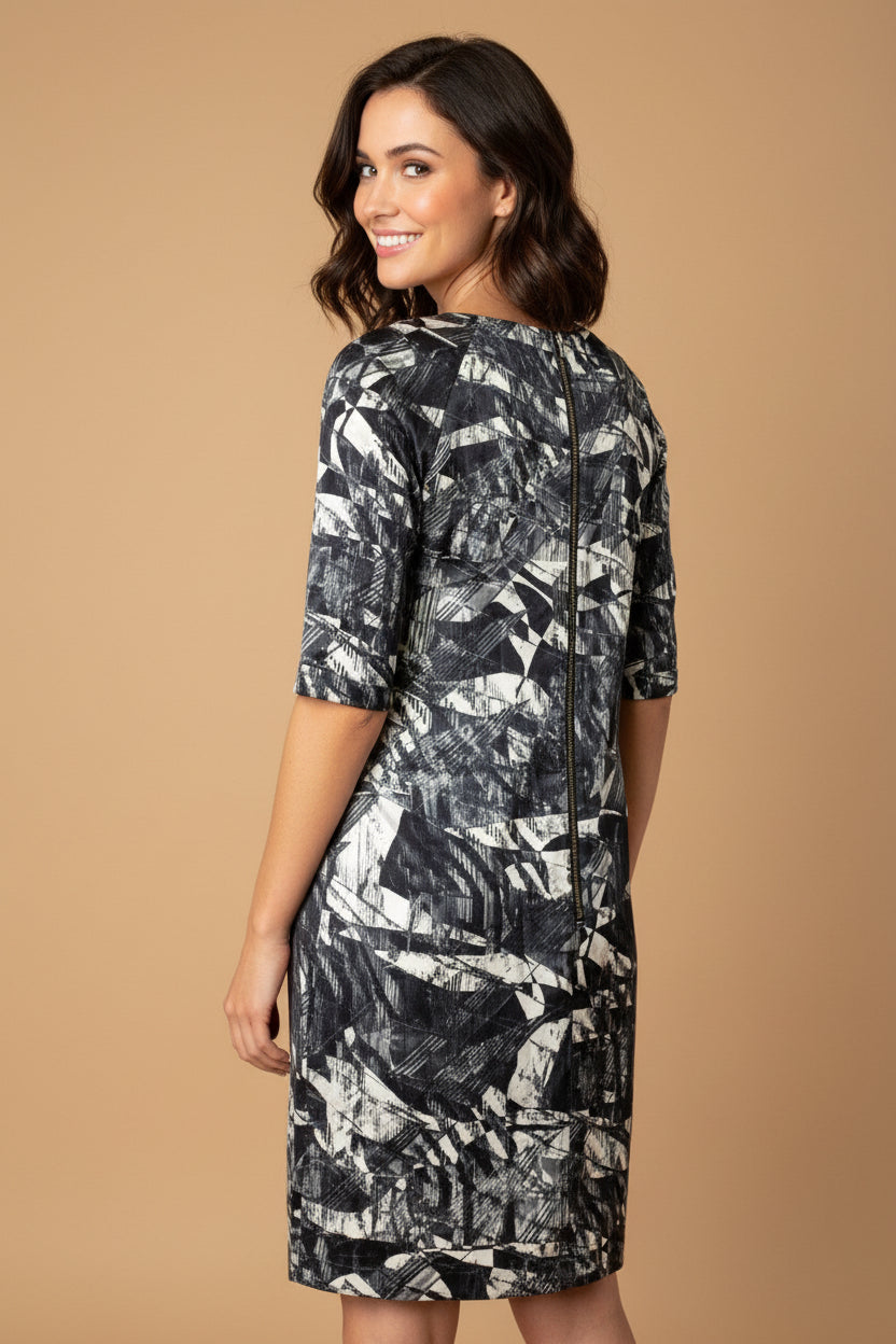 Tiger of Sweden — Silk Abstract Print Dress in Black & White