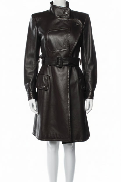 Chanel — Vintage Fall 1997 Brown Cerf Leather Trench Coat by Karl Lagerfeld