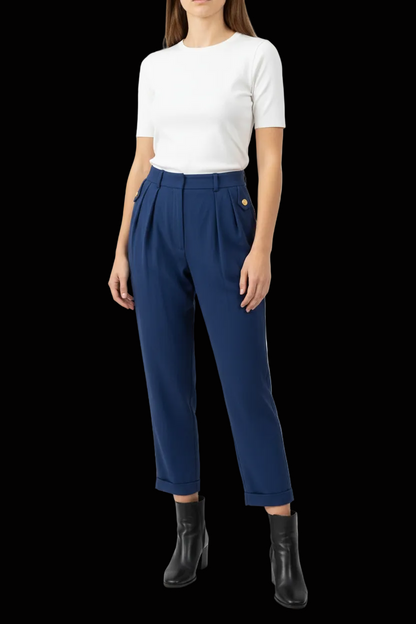 Escada — Vintage Wool Pleated High-Waist Trousers in Cobalt (c. 1982)