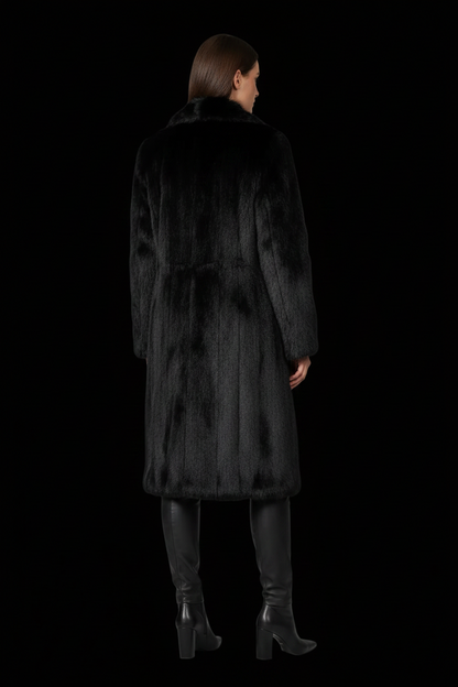 Laurèl — Long Goat Fur Coat in Black