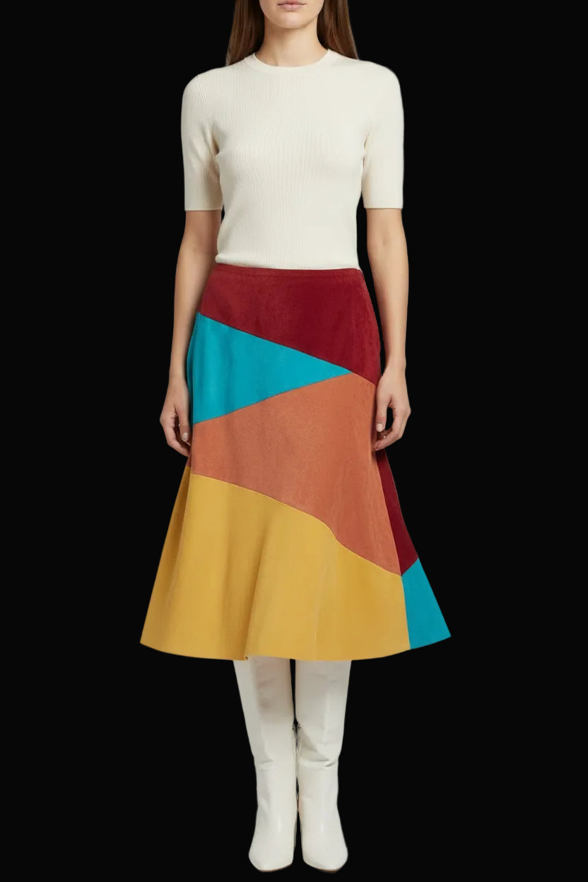 Dolce & Gabbana multicolor leather intarsia midi skirt — rent from Laura Messerschmitt, Berlin stylist
