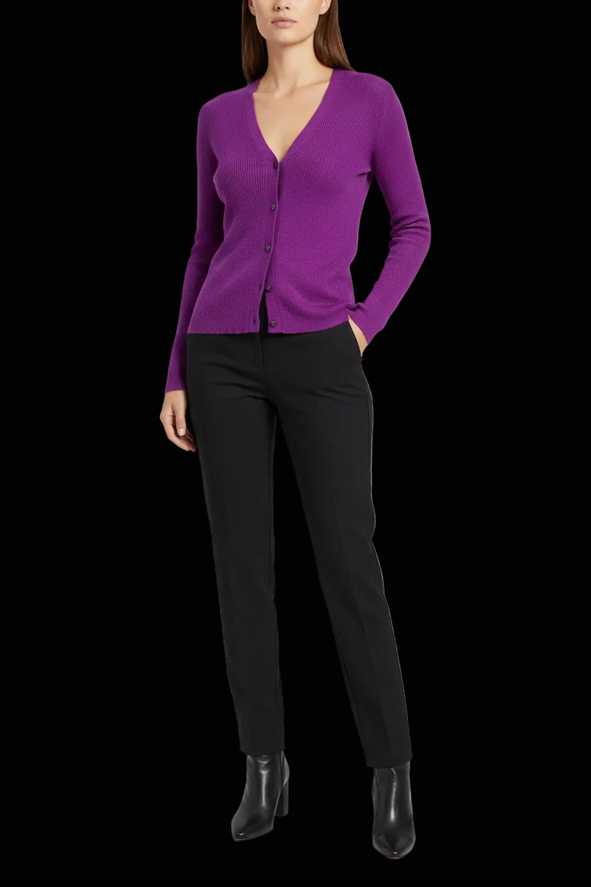 Prada magenta cashmere v neck cardigan made in italy — view 1