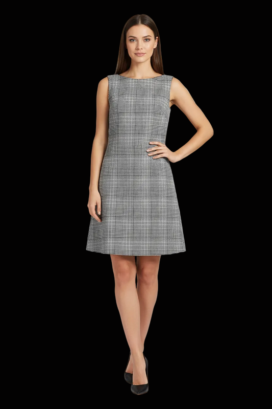 Prada wool-cashmere sleeveless shift dress in prince of wales check — rent from Laura Messerschmitt, Berlin stylist