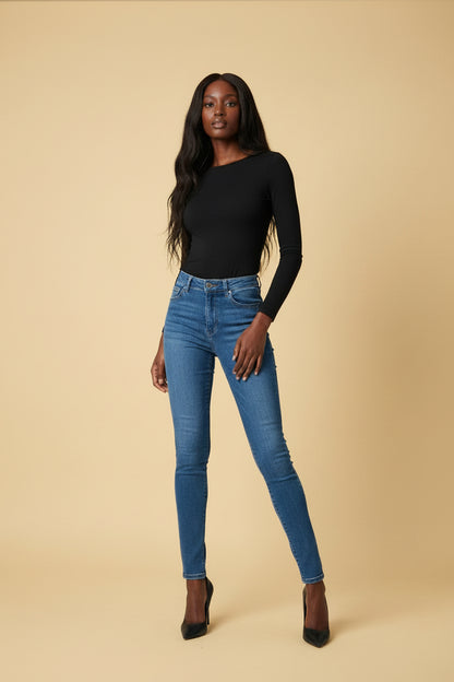 Paige — High-Rise Skinny Jeans in Mid-Indigo