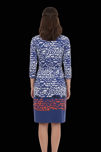 Diane von Furstenberg – Seidenes Wickelkleid in Blau, Weiß & Rot