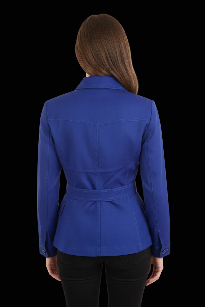 Prada — Cropped Cotton Peplum Jacket in Cobalt Blue