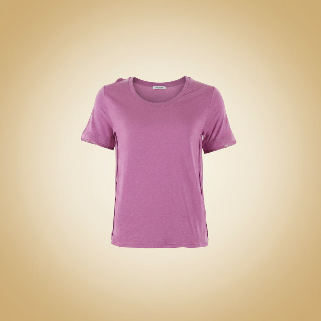 Mulberry — Silk-Linen Short-Sleeve Top in Berry