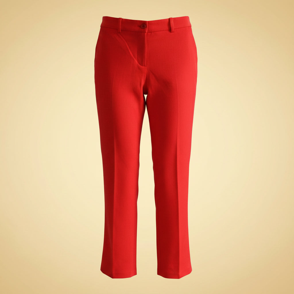 Michael Kors — Red Wool Cigarette Trousers Size 34