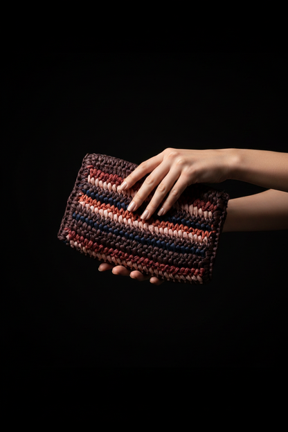 Multicolour Bast Straw Clutch
