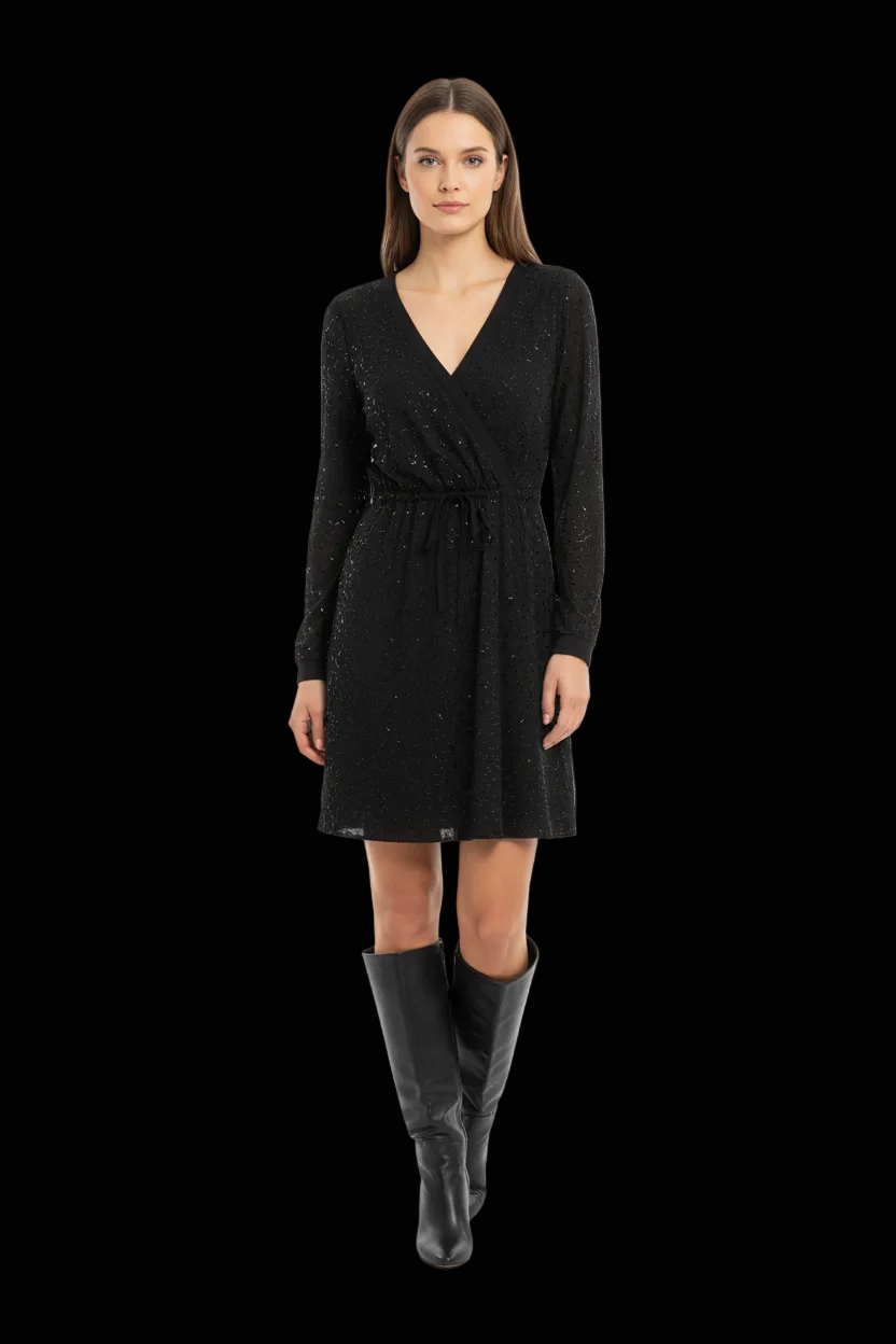 Diane von Furstenberg glass bead embroidered silk dress in black — rent from Laura Messerschmitt, Berlin stylist